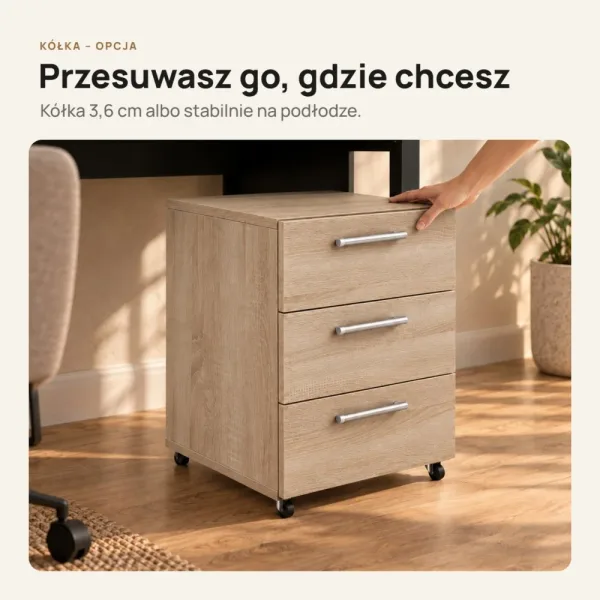 Kontenerek pod biurko - Dąb Sonoma