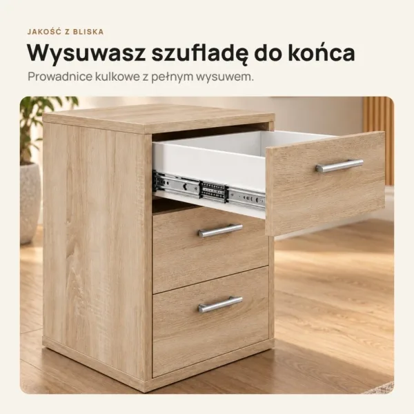 Kontenerek pod biurko - Dąb Sonoma