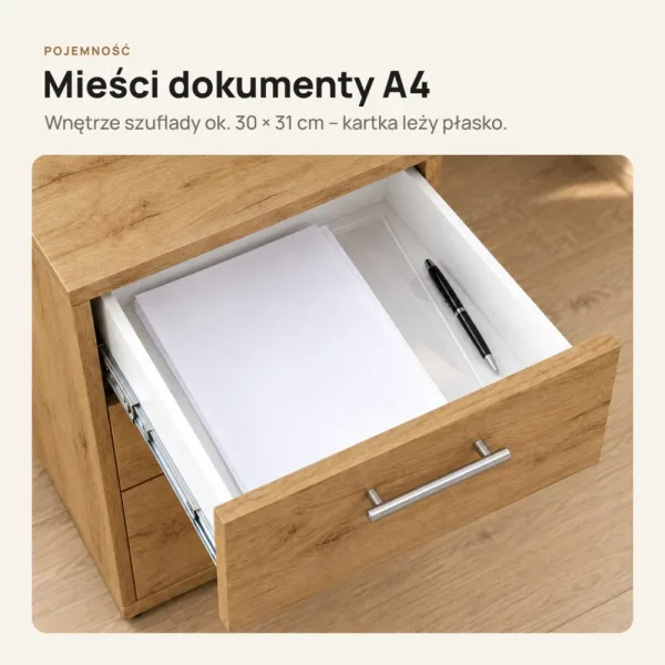 Kontenerek pod biurko - Dąb Złoty
