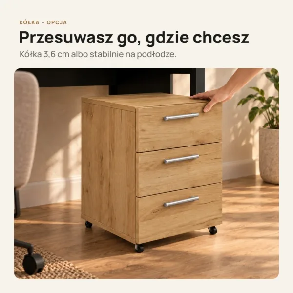 Kontenerek pod biurko - Dąb Złoty