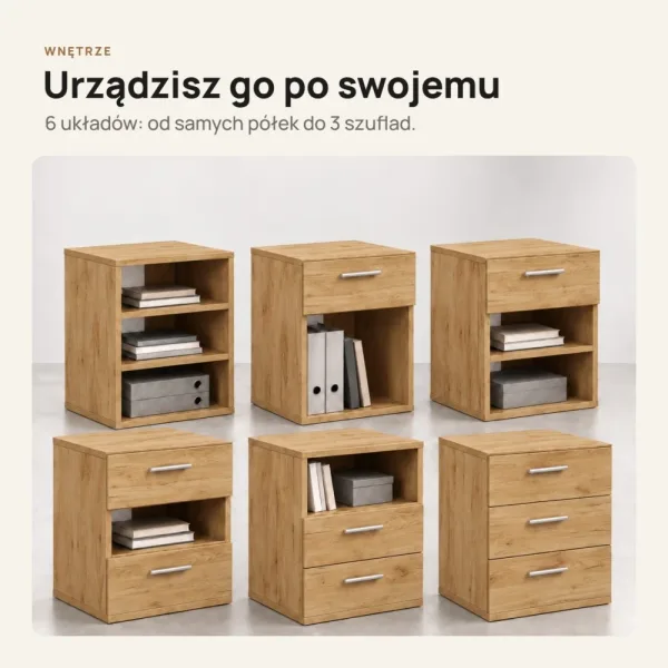 Kontenerek pod biurko - Dąb Złoty