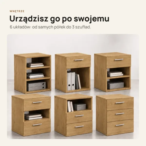Kontenerek pod biurko - Dąb Kamienny