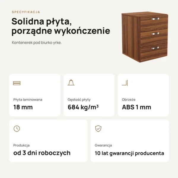 Kontenerek pod biurko - Orzech