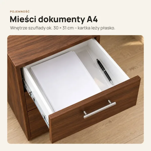 Kontenerek pod biurko - Orzech