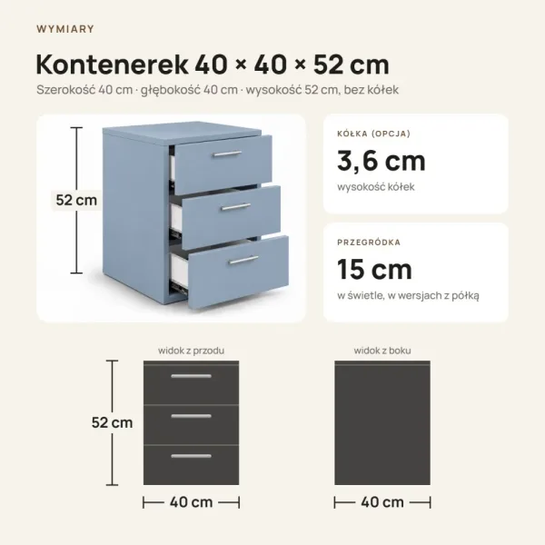 Kontenerek pod biurko - Niebieski