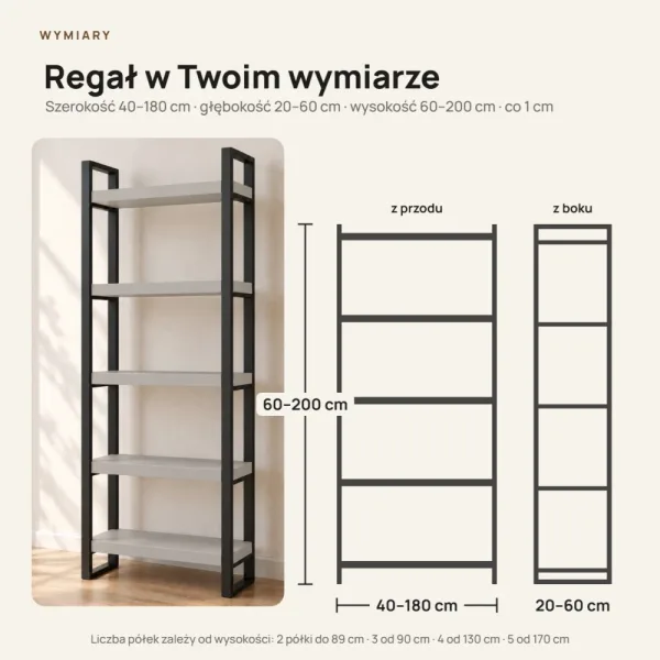 Regał Metalowy Loftowy Industrialny Szary