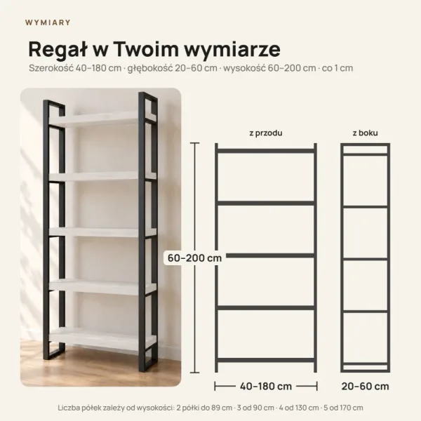 Regał Metalowy Loftowy Industrialny Sosna
