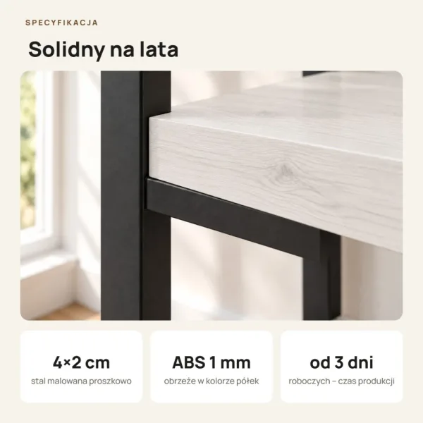 Regał Metalowy Loftowy Industrialny Sosna