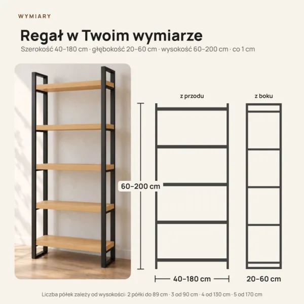 Regał Metalowy Loftowy Industrialny Buk