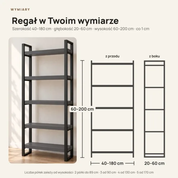 Regał Metalowy Loftowy Industrialny Grafit