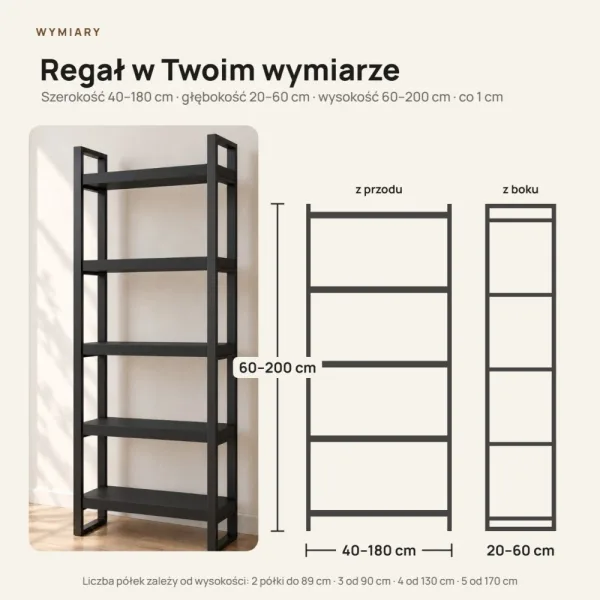 Regał Metalowy Loftowy Industrialny Czarny