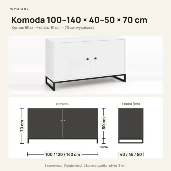 Komoda metalowa biała - kolekcja Metalove
