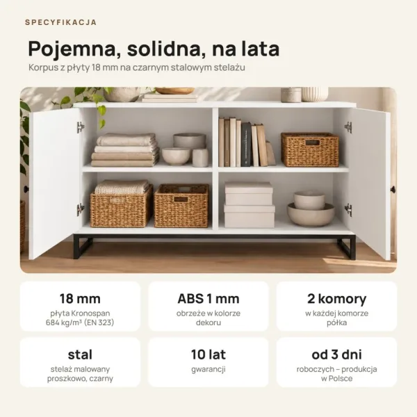 Komoda metalowa biała - kolekcja Metalove