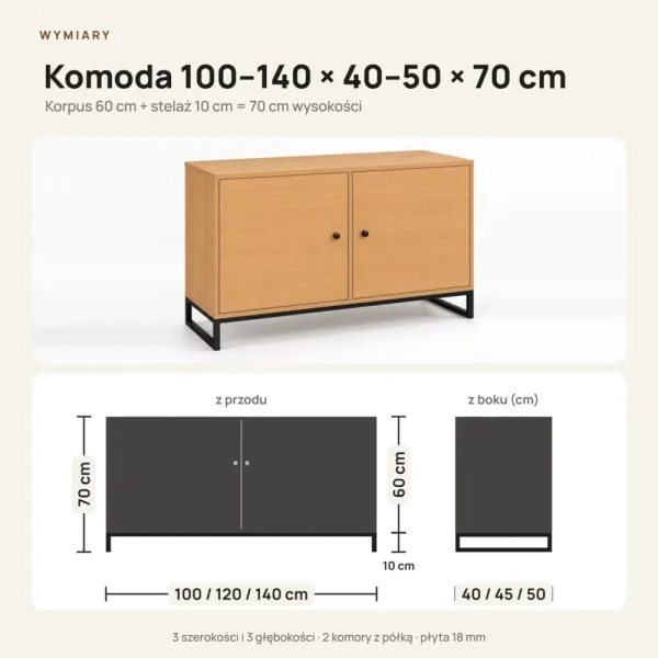 Komoda metalowa buk - kolekcja Metalove