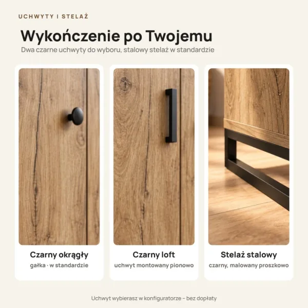 Komoda metalowa Dąb Kamienny - kolekcja Metalove