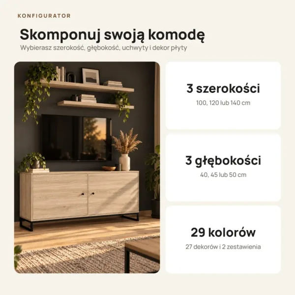 Komoda metalowa Dąb Sonoma - kolekcja Metalove