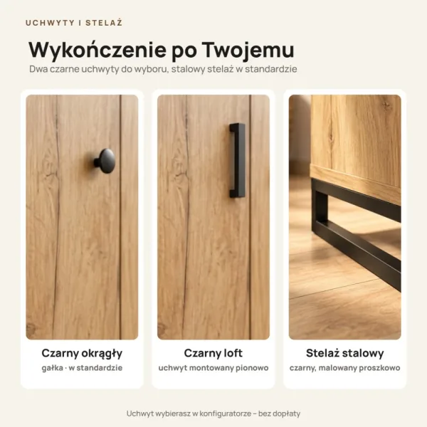 Komoda metalowa Dąb Złoty- kolekcja Metalove