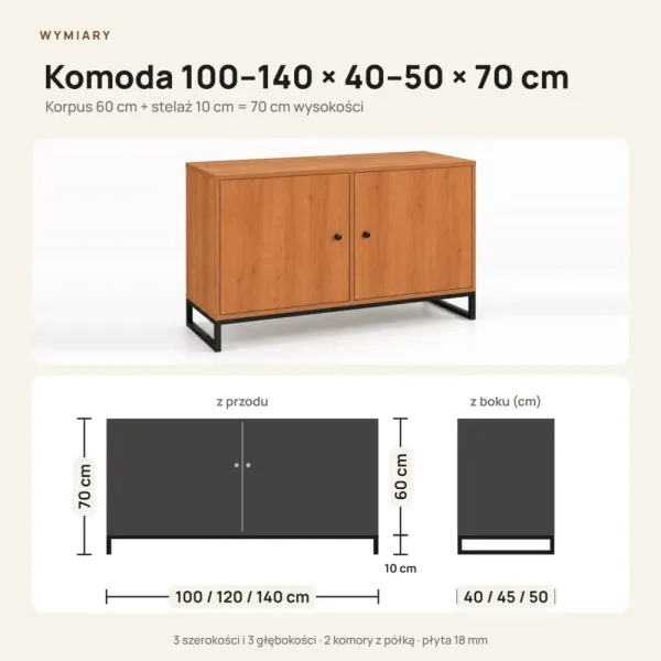 Komoda metalowa olcha - kolekcja Metalove