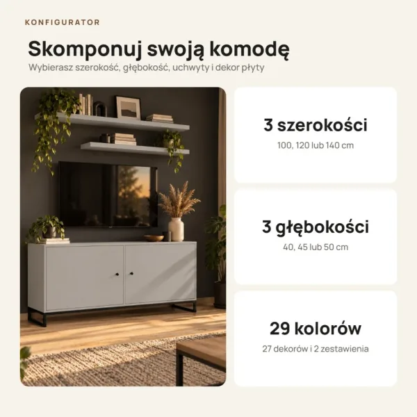 Komoda metalowa szary - kolekcja Metalove