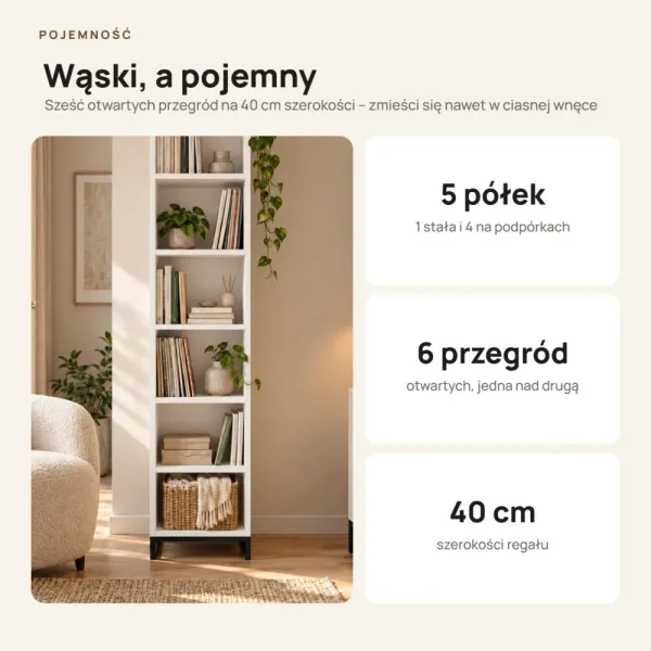 Regał metalowy pojedynczy biały - kolekcja Metalove