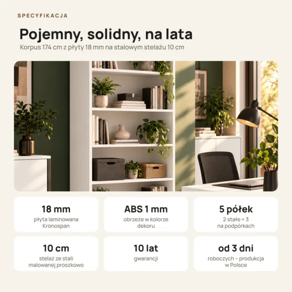 Regał metalowy podwójny biały - kolekcja Metalove