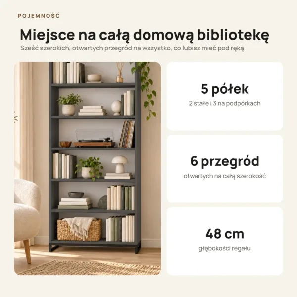 Regał metalowy podwójny grafit - kolekcja Metalove