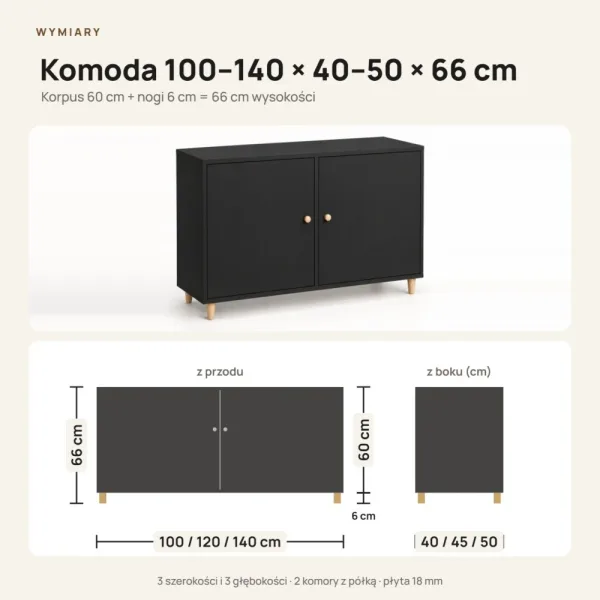 Komoda skandynawska czarna - Kolekcja SCANDI