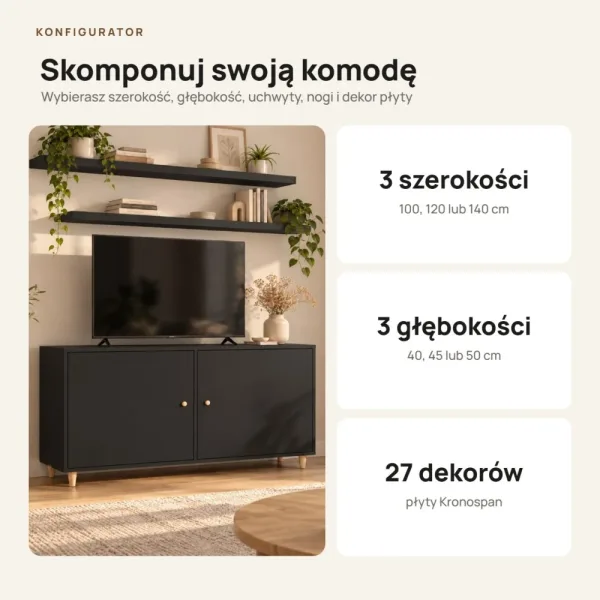 Komoda skandynawska czarna - Kolekcja SCANDI