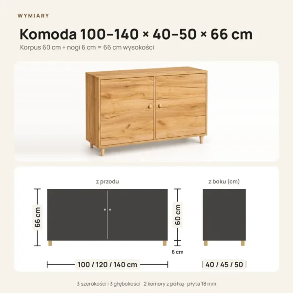 Komoda skandynawska Dąb Złoty - Kolekcja SCANDI