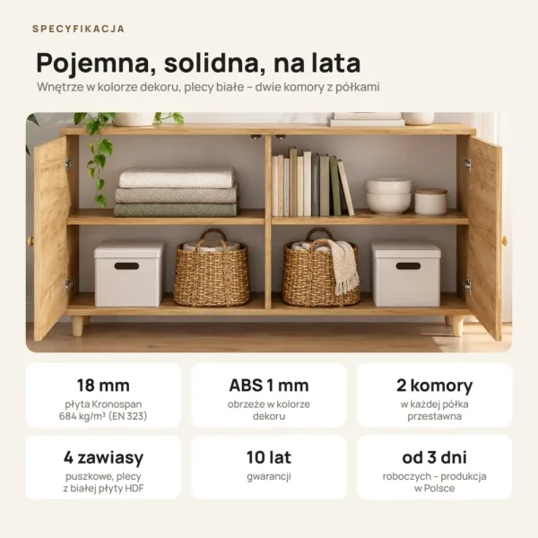 Komoda skandynawska Dąb Złoty - Kolekcja SCANDI