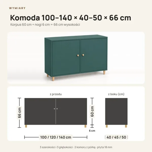 Komoda skandynawska zielony - Kolekcja SCANDI