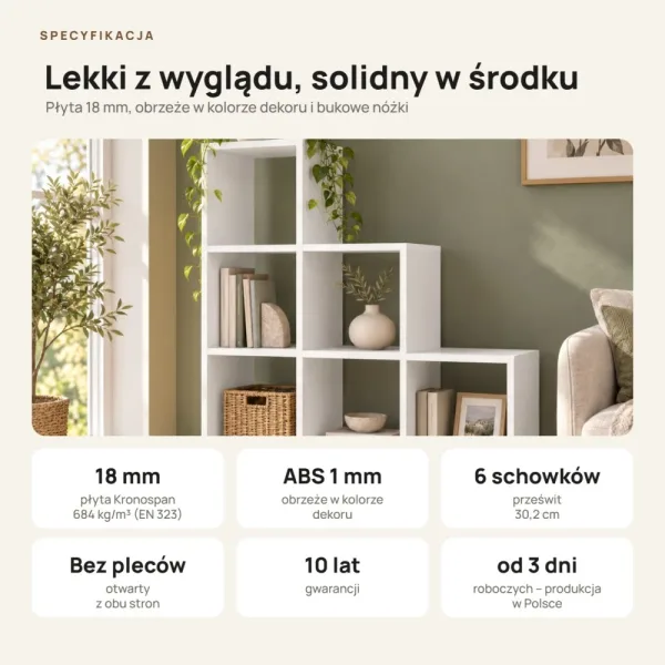 Regał skandynawski schodkowy biały - Kolekcja Scandi