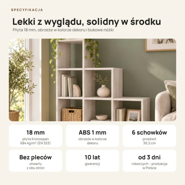 Regał skandynawski schodkowy sosna - Kolekcja Scandi