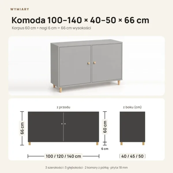 Komoda skandynawska szary - Kolekcja SCANDI