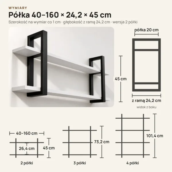 Półka metalowa biała loftowa