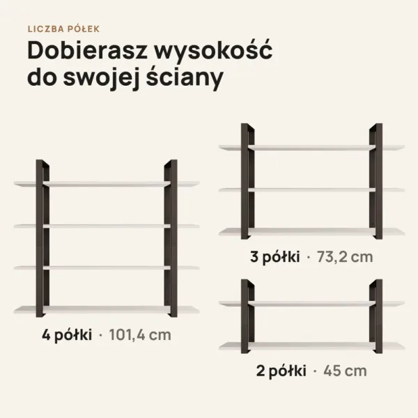 Półka metalowa biała loftowa