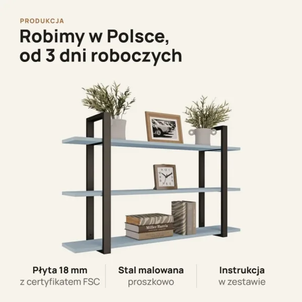 Półka metalowa niebieska loftowa
