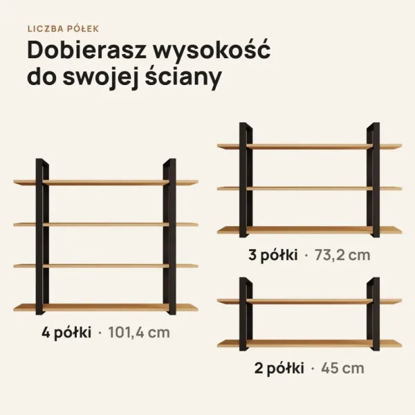 Półka metalowa buk loftowa
