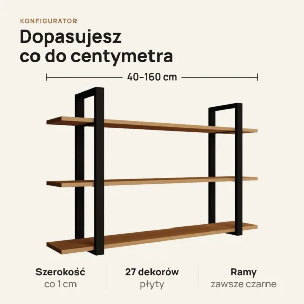 Półka metalowa buk loftowa