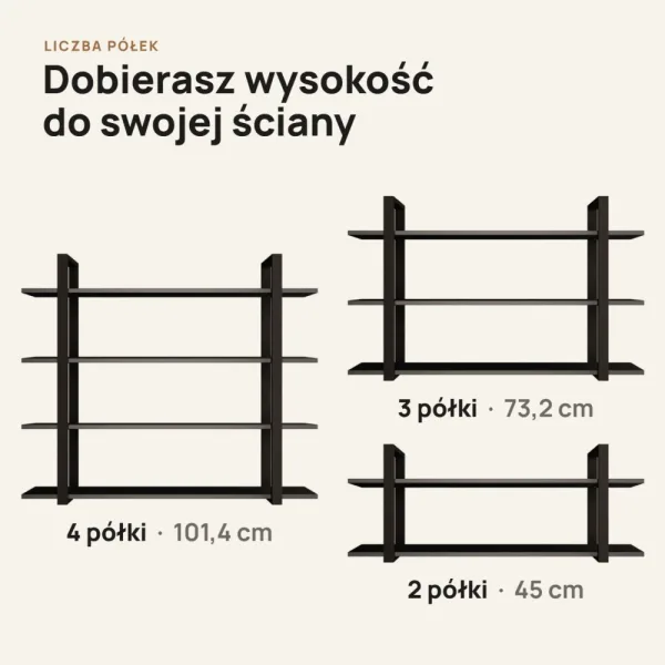 Półka metalowa czarna loftowa