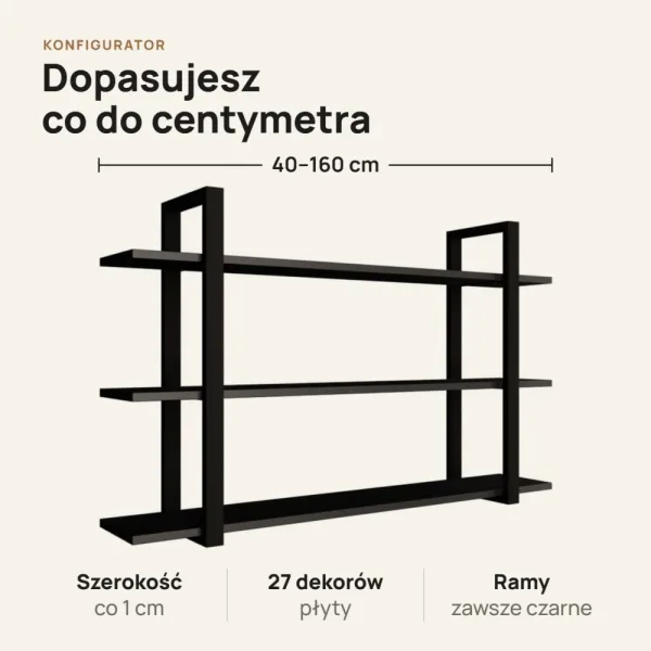 Półka metalowa czarna loftowa