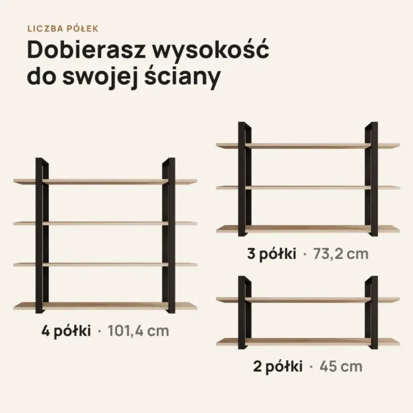 Półka metalowa Dąb Sonoma loftowa