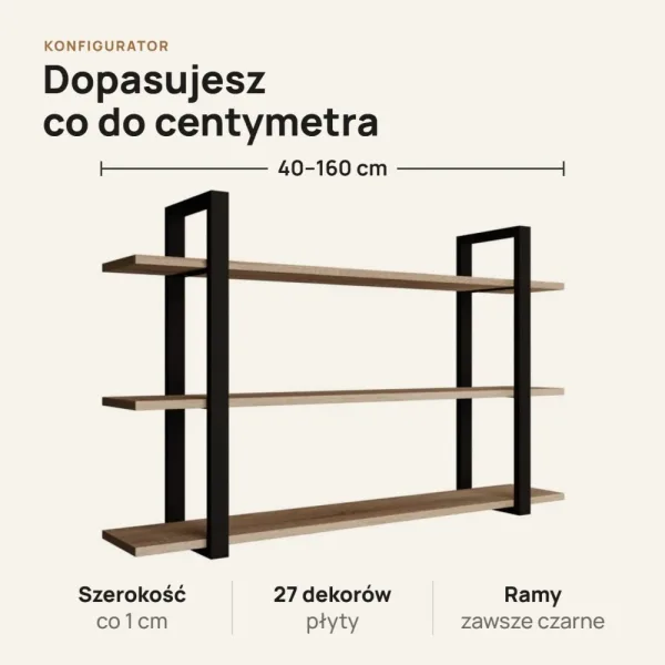 Półka metalowa Dąb Sonoma loftowa