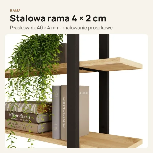 Półka metalowa Dąb Złoty loftowa