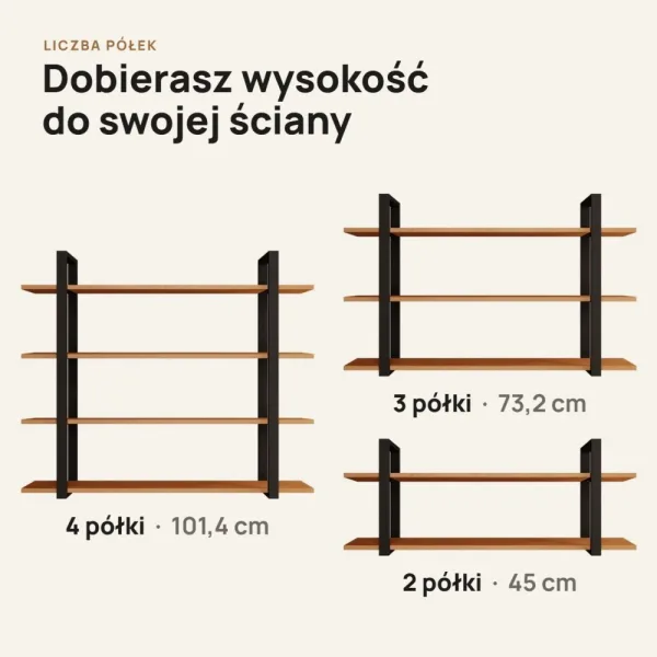 Półka metalowa olcha loftowa