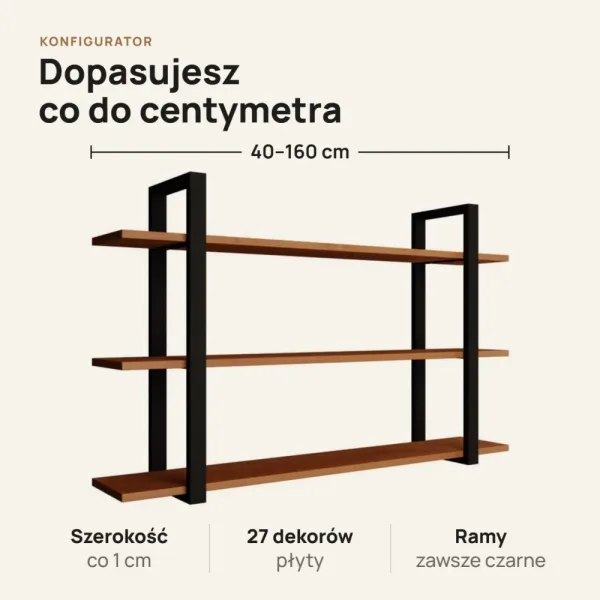 Półka metalowa olcha loftowa