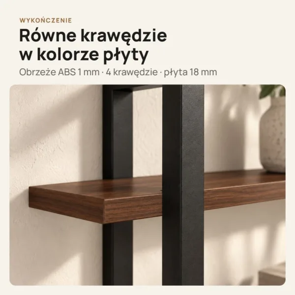 Półka metalowa orzech loftowa