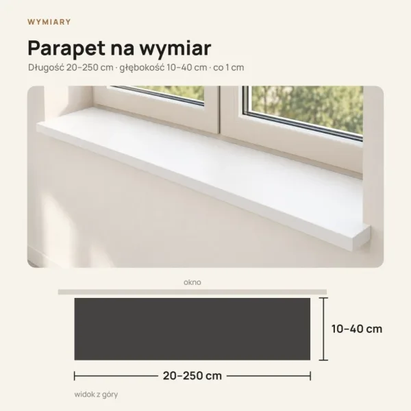 Parapet wewnętrzny na wymiar - Biały