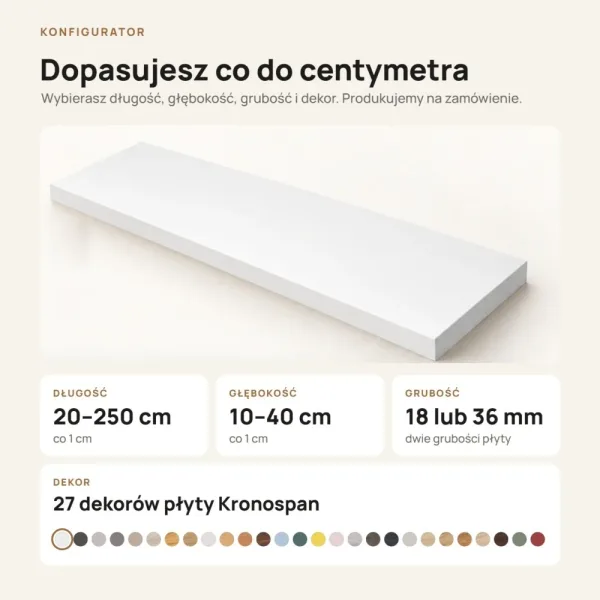 Parapet wewnętrzny na wymiar - Biały
