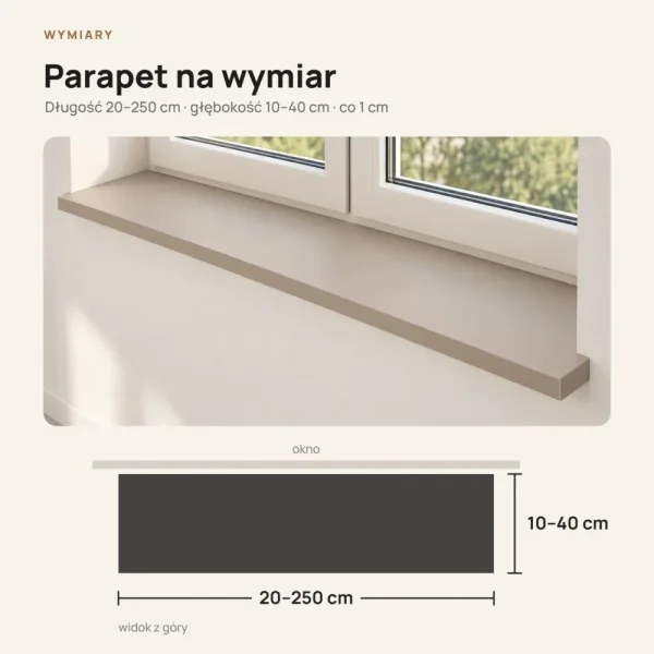 Parapet wewnętrzny na wymiar - Cappuccino